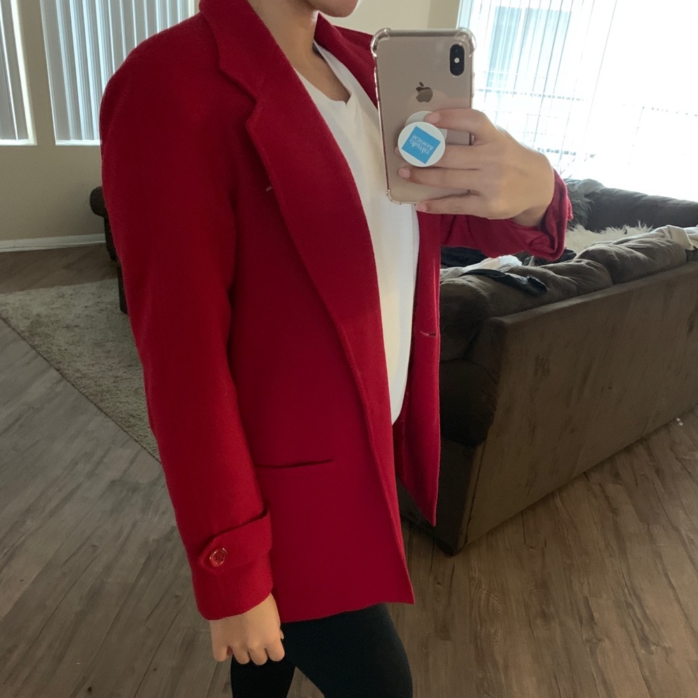 Red 100% Wool Blazer Jacket